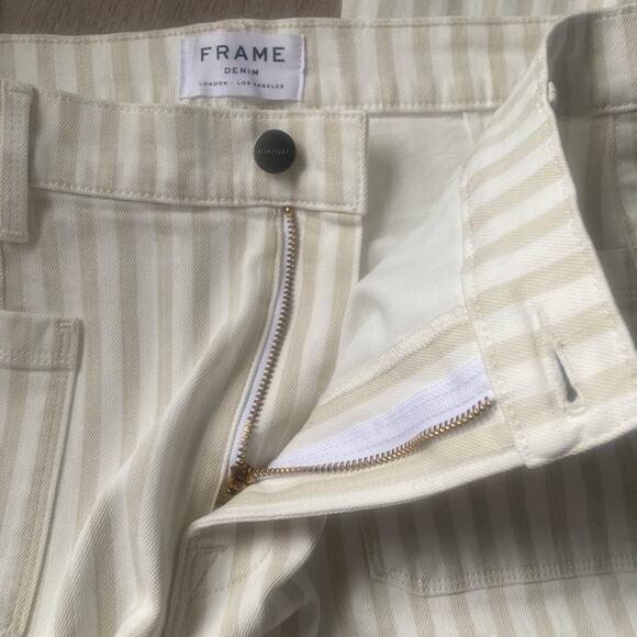 FRAME DENIM LE BARDOT STRIPE CROP FLARE JEANS COURTYARD NAUTICAL SIZE 31 NWOT - Picture 8 of 10